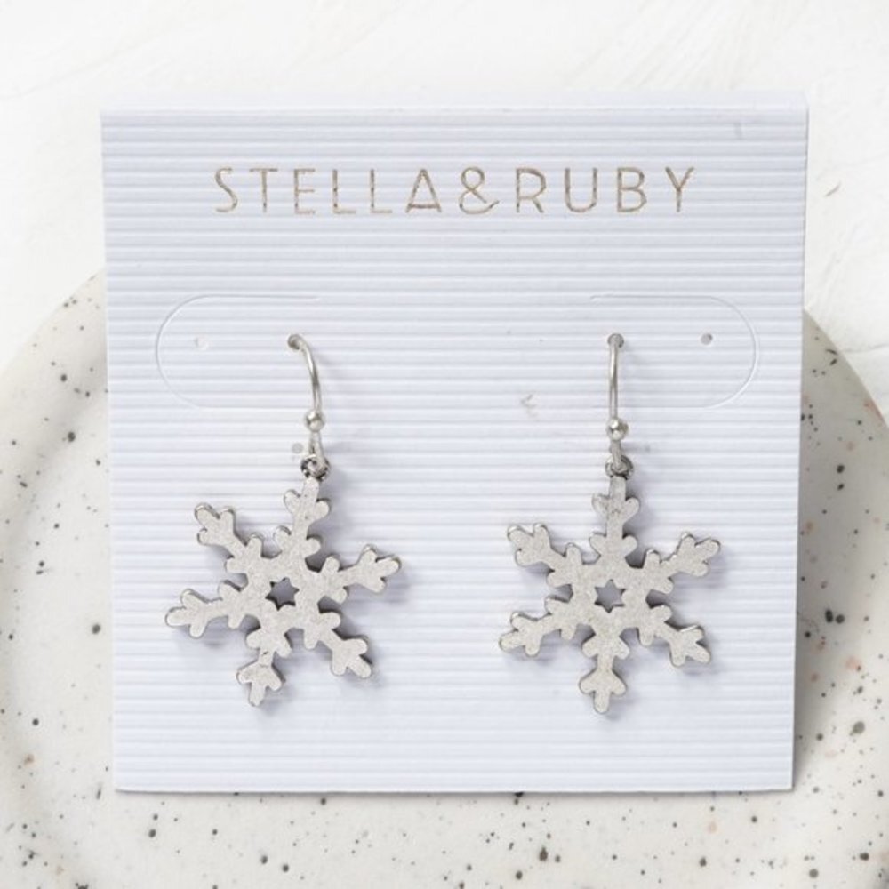 4/$25 Free People Stella & Ruby Silver Snowflakes Earrings